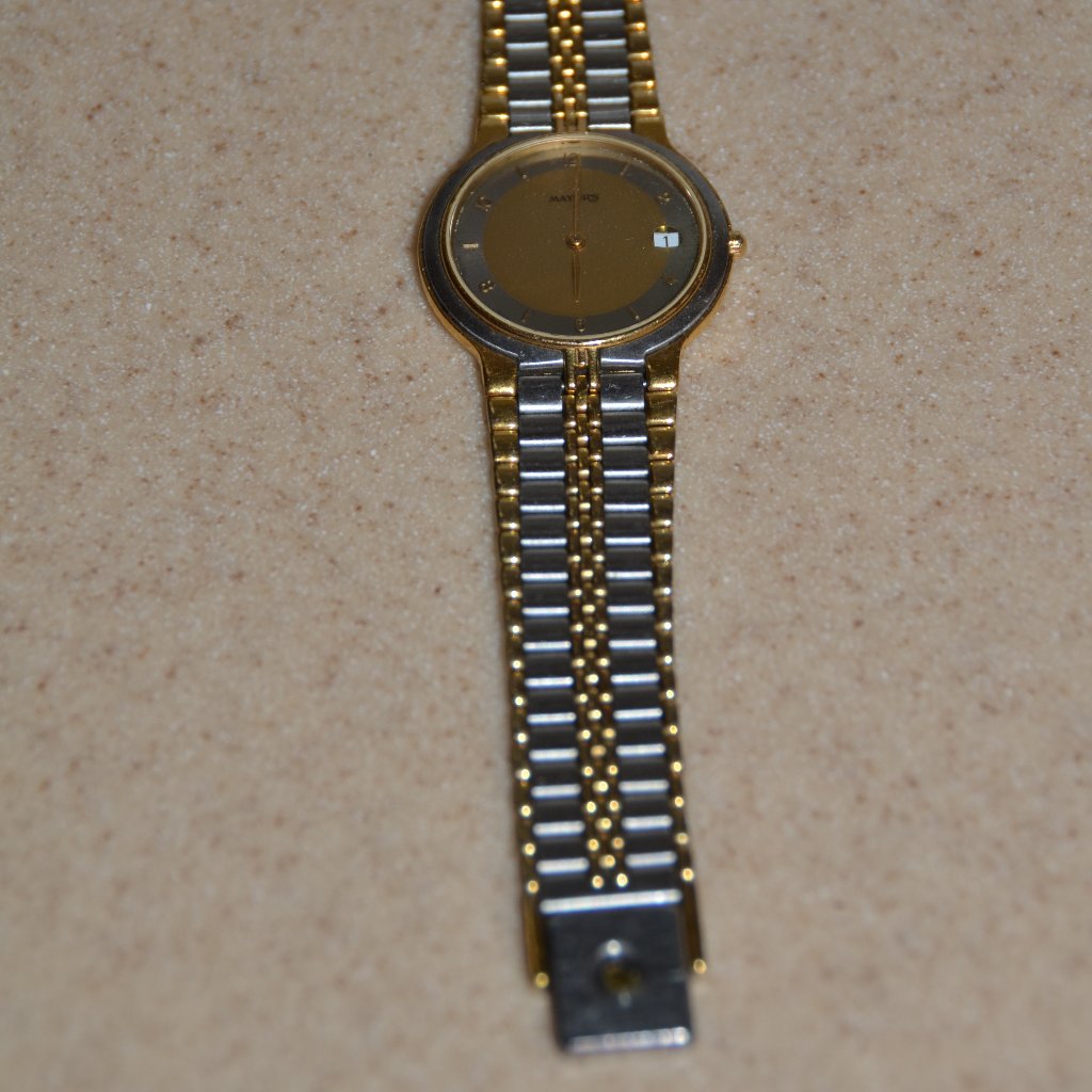 Vintage Estate Mayors Sapphire Crystal Datejust Swiss Movement Gold Band Watch — image 8 of 8
